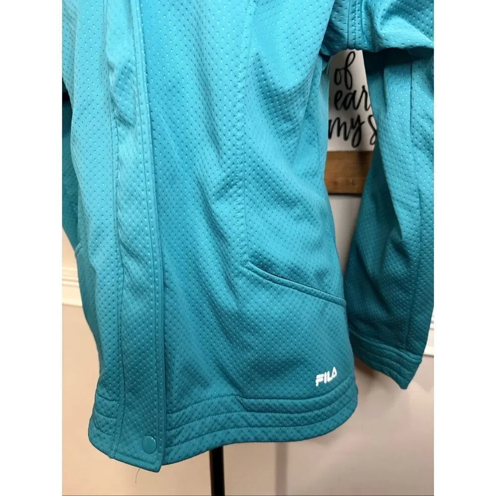 Fila Women's Soft Shell Long Sleeve Mock Neck Full Zip Jacket Turquoise Medium